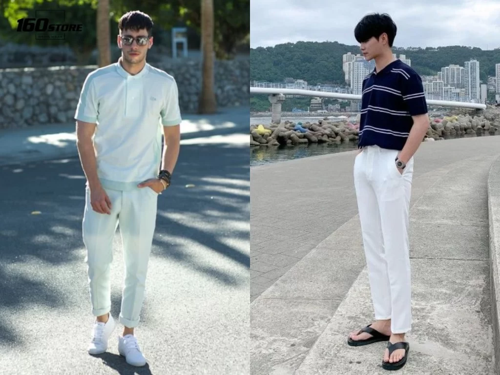 Áo thun + blazer + quần chinos Phối áo thun